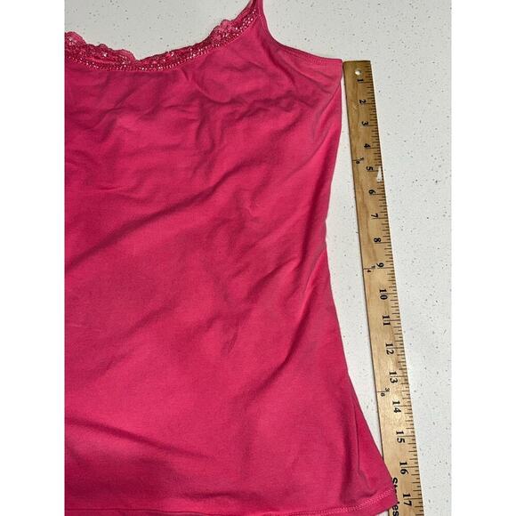 Express Vintage Y2K Cami Tank Fitted Stretch Lace Rhinestone Trim Pink L - Picture 11 of 11
